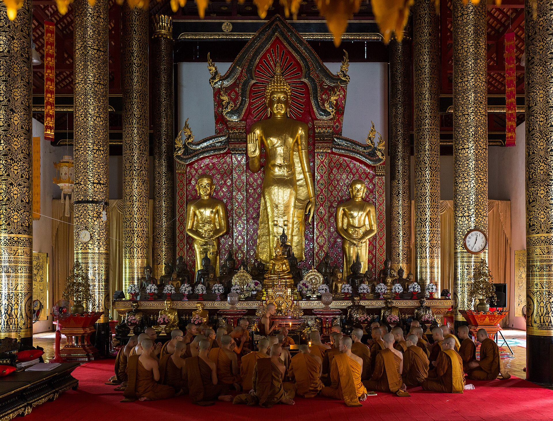 The teak assembly hall of Wat Chedi Luang in Chiang Mai